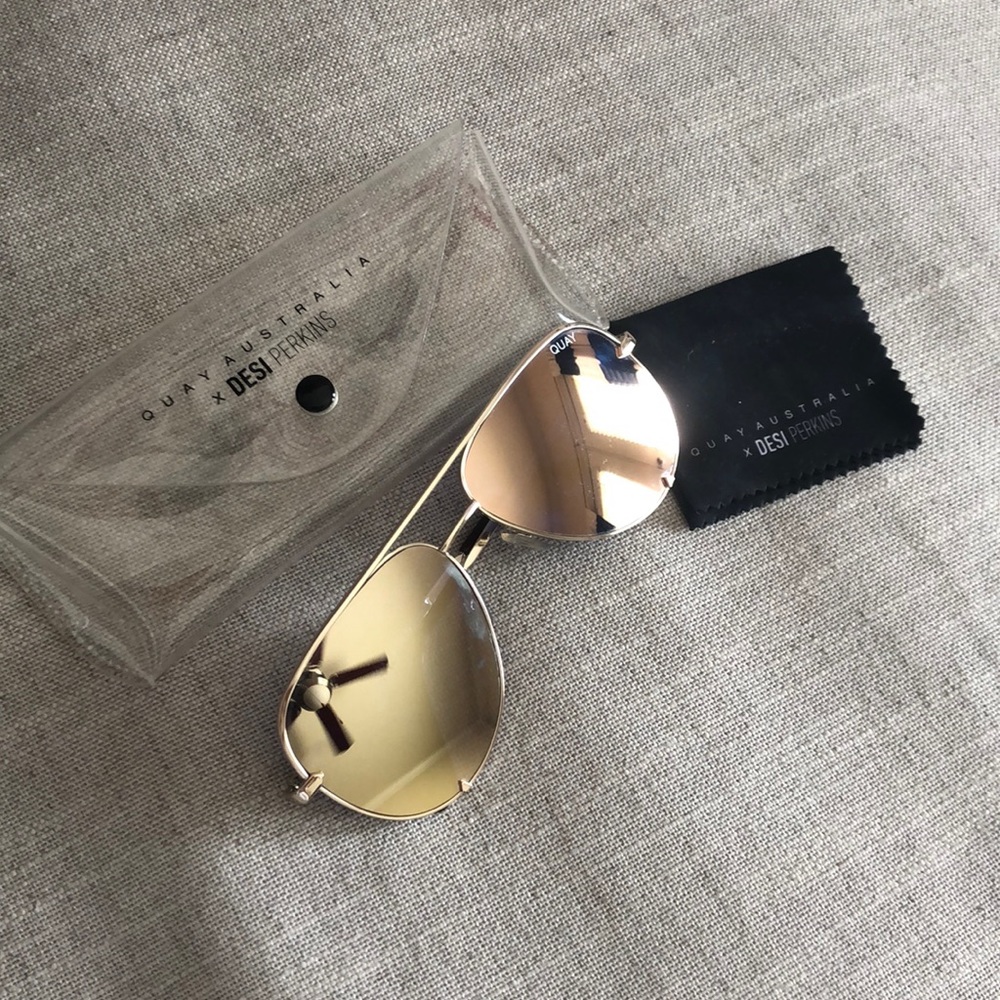Quay x Desi Perkins Mirrored Gold Aviators